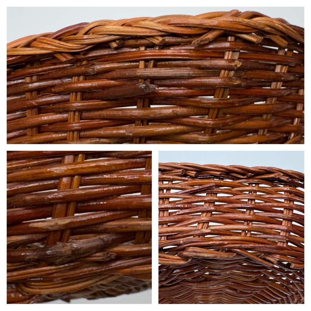 Vintage Brown Braided Edge Woven Hexagon Tray Baskets Home Decor - Picture 10 of 15